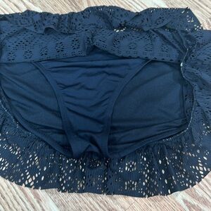 Lace Bathing Suit Black Bottoms Size 14